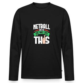 Netball moi, c’est comme - T-shirt manches longues Premium bio Homme - noir - Devant - Nico (187cm)