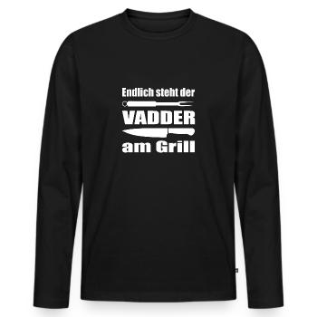 Endlich steht der Papa am Grill - Männer Premium Bio Langarmshirt - Schwarz - Vorne - Nico (187cm)