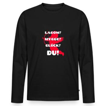 Lagom Hygge Happiness? YOU! Found the love of your life? - Men's Premium Organic Long Sleeve Shirt - black - Front - Nico (187cm)