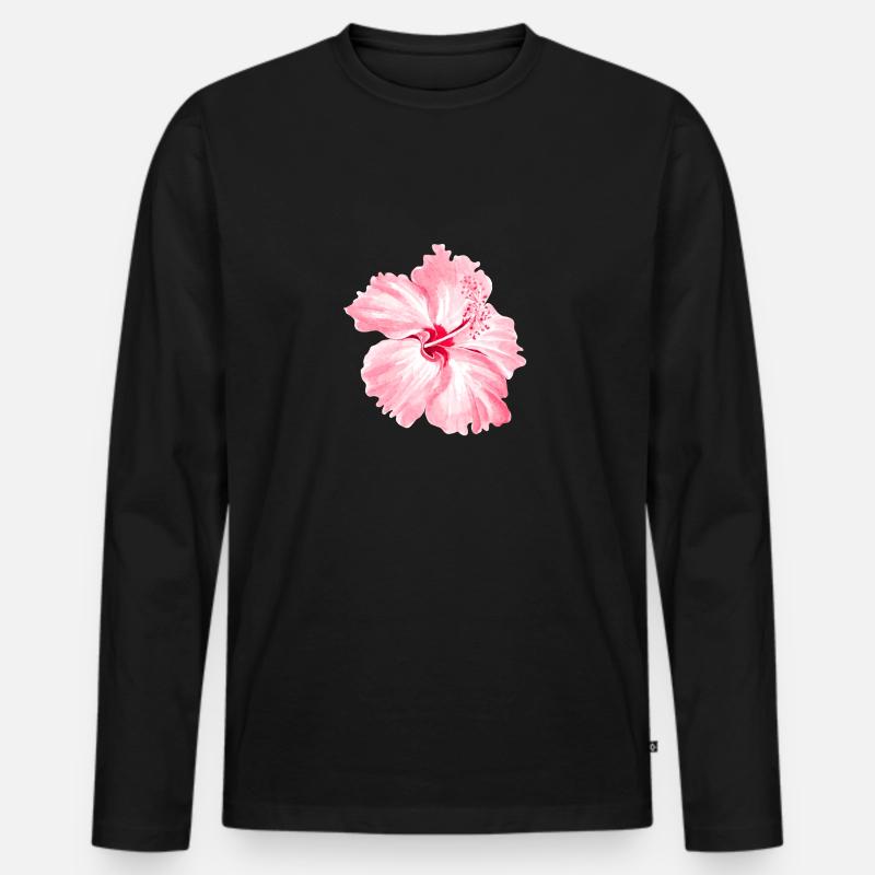 Blume - Männer Premium Bio Langarmshirt - Schwarz