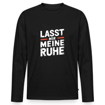 Lasst mir meine Ruhe - einfach in Ruhe lassen - Männer Premium Bio Langarmshirt - Schwarz - Vorne - Nico (187cm)