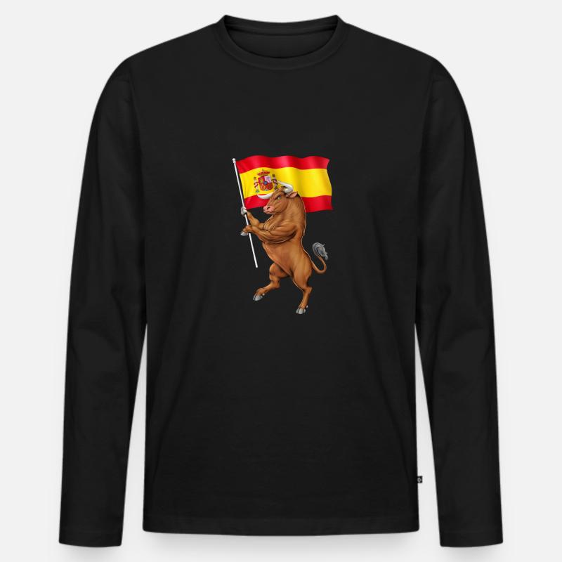 Spanischer Stier - Männer Premium Bio Langarmshirt - Schwarz