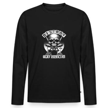 Schlagzeug und Skull Schlagzeuger Rockband - Männer Premium Bio Langarmshirt - Schwarz - Vorne - Nico (187cm)