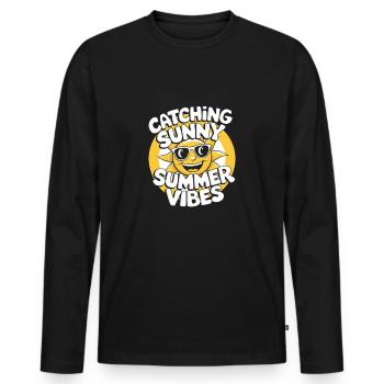 Sunny Summer Moments Vibes Summer Sun - Men's Premium Organic Long Sleeve Shirt - black - Front - Nico (187cm)