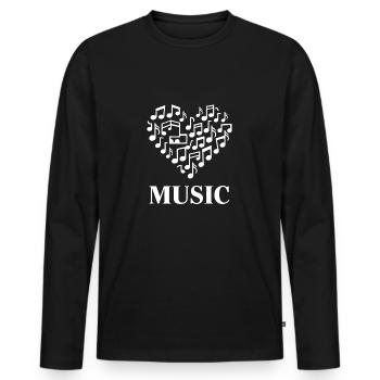 Heart and music make music with heart - Men's Premium Organic Long Sleeve Shirt - black - Front - Nico (187cm)