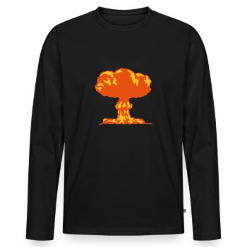 Explosion Atompilz 25 - Männer Premium Bio Langarmshirt - Schwarz - Vorne - Nico (187cm)