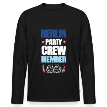 Berlin Party Crew - Männer Premium Bio Langarmshirt - Schwarz - Vorne - Nico (187cm)
