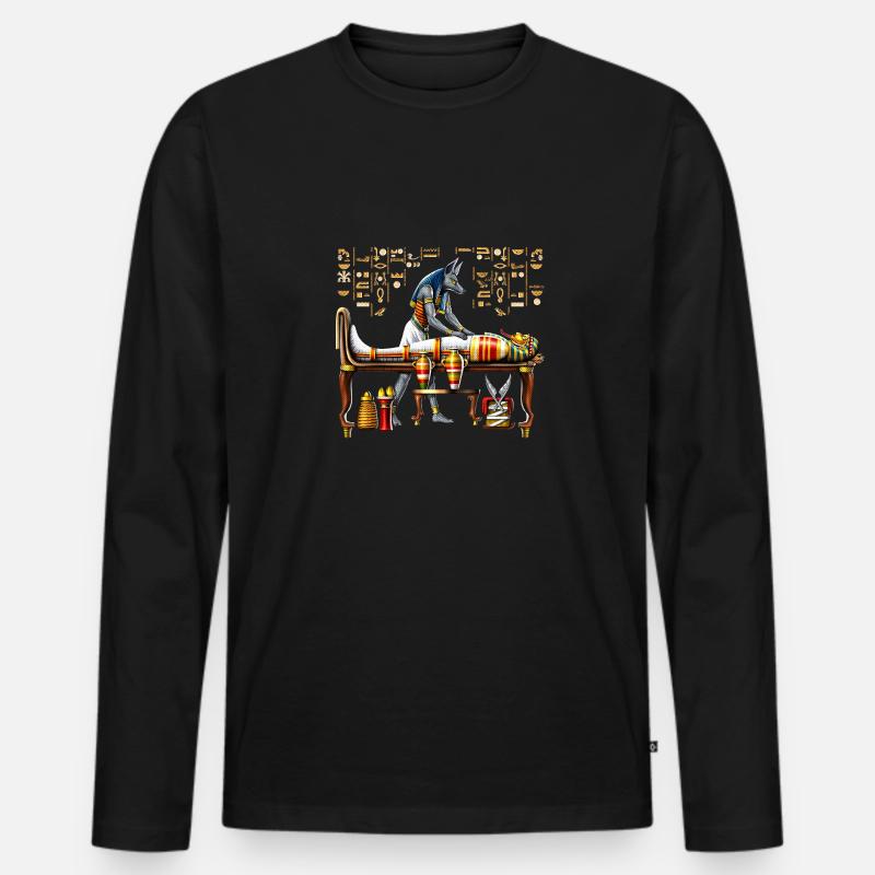 Anubis Ägyptischer Gott - Männer Premium Bio Langarmshirt - Schwarz