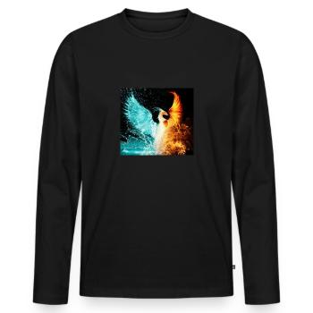 eau et feu - T-shirt manches longues Premium bio Homme - noir - Devant - Nico (187cm)