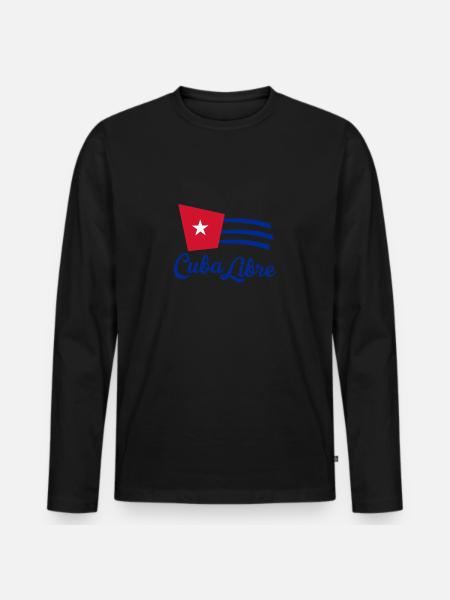 Kuba frei - Männer Premium Bio Langarmshirt - Schwarz