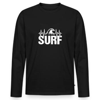 Surfer Herzschlag Welle Surfen - Männer Premium Bio Langarmshirt - Schwarz - Vorne - Nico (187cm)