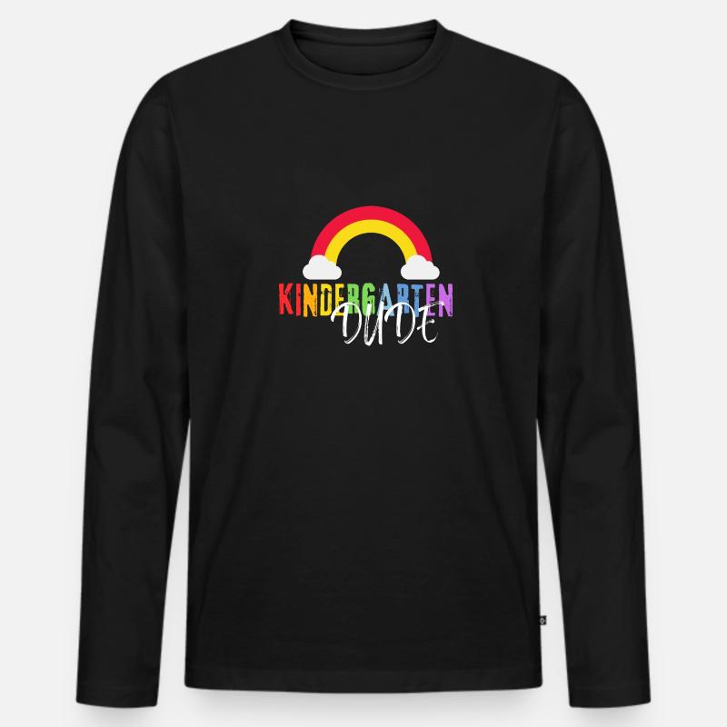 Kindergarten Dude - Männer Premium Bio Langarmshirt - Schwarz