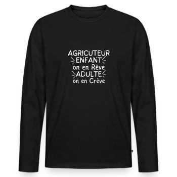 Agriculteur Enfant Adulte - T-shirt manches longues Premium bio Homme - noir - Devant - Nico (187cm)