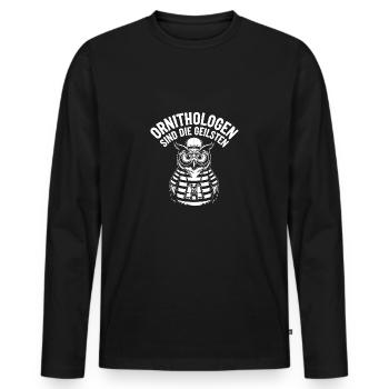 Ornithologen sind die Coolsten lustige Eule - Männer Premium Bio Langarmshirt - Schwarz - Vorne - Nico (187cm)