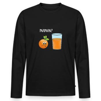 jus d'orange - T-shirt manches longues Premium bio Homme - noir - Devant - Nico (187cm)