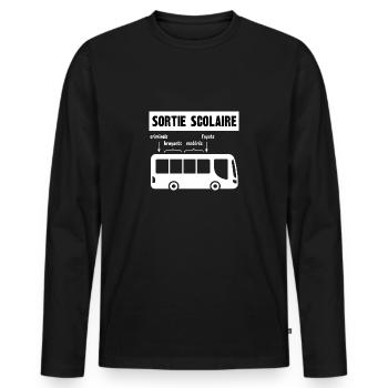 sortie scolaire - T-shirt manches longues Premium bio Homme - noir - Devant - Nico (187cm)
