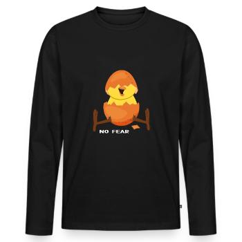 hühner hühnerleben "kükken hat keine angst" - Männer Premium Bio Langarmshirt - Schwarz - Vorne - Nico (187cm)