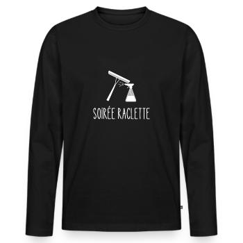 soirée raclette - T-shirt manches longues Premium bio Homme - noir - Devant - Nico (187cm)