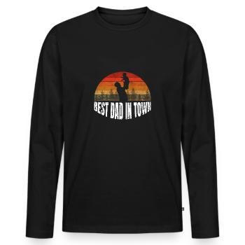 Best Dad in Town Fathers-to-be Family Parents - Men's Premium Organic Long Sleeve Shirt - black - Front - Nico (187cm)