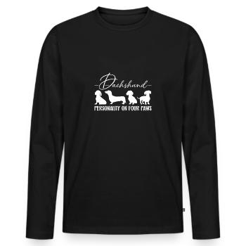 Personnalité de teckel sur quatre pattes - T-shirt manches longues Premium bio Homme - noir - Devant - Nico (187cm)