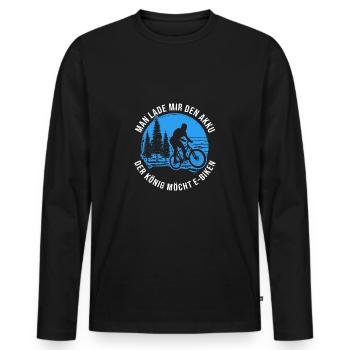 fahrrad e-bike elektrorad akku-biker ebike - Männer Premium Bio Langarmshirt - Schwarz - Vorne - Nico (187cm)