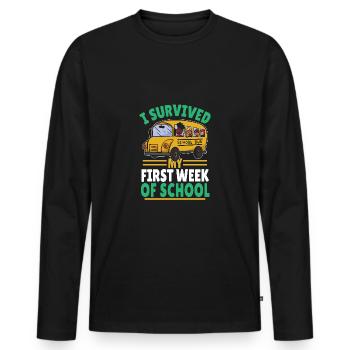 Student life, start of school, school survived - Men's Premium Organic Long Sleeve Shirt - black - Front - Nico (187cm)