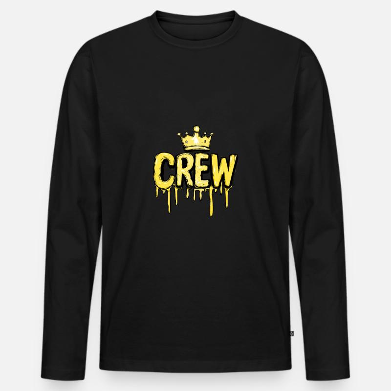 Crew Krone - Männer Premium Bio Langarmshirt - Schwarz