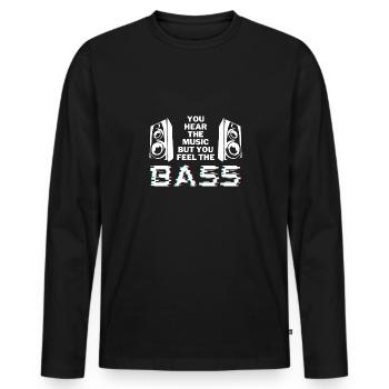 Feel the Bass Bassist Gitarre Konzert Rock Metal - Men's Premium Organic Long Sleeve Shirt - black - Front - Nico (187cm)