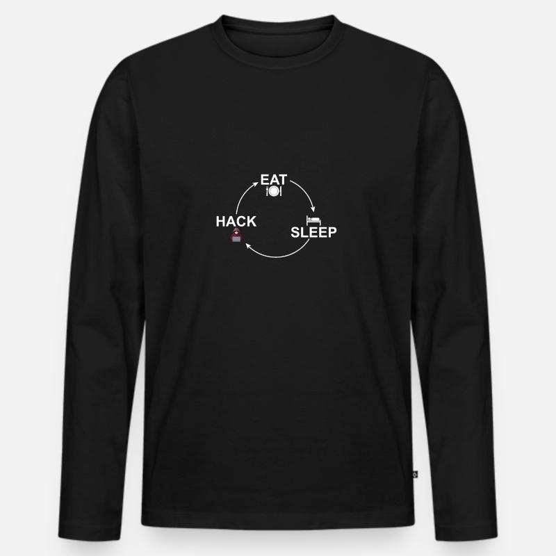 Kreislauf: Eat-Sleep-Hack Hacker Hacken 24/7 - Männer Premium Bio Langarmshirt - Schwarz