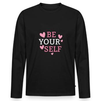Soyez vous-même - T-shirt manches longues Premium bio Homme - noir - Devant - Nico (187cm)