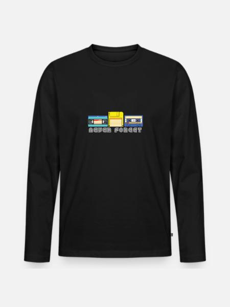 Kassette Diskette VHS Retro Kindheitserinnerung - Männer Premium Bio Langarmshirt - Schwarz