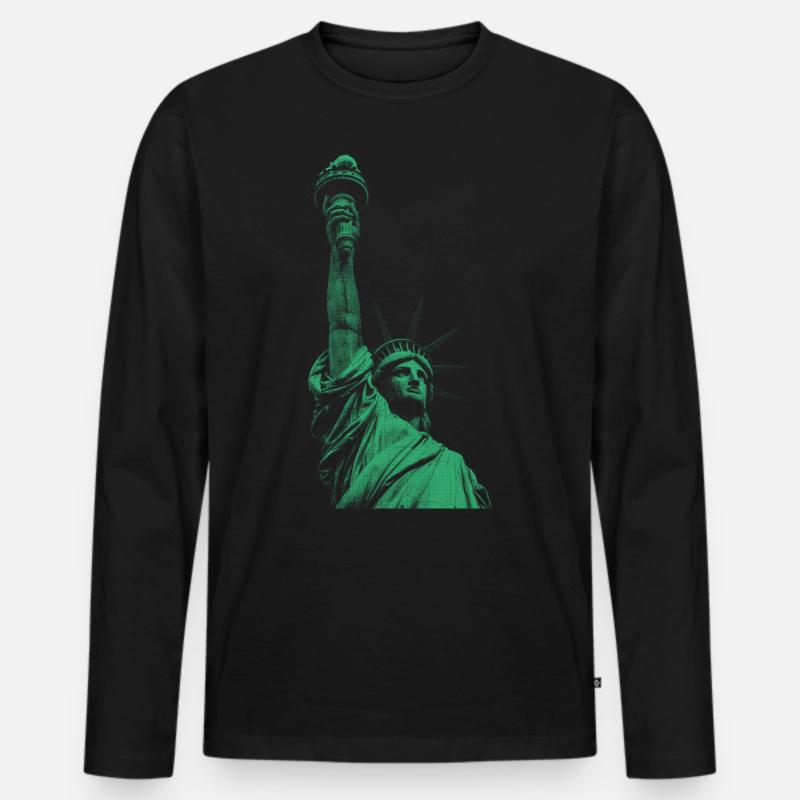 Freiheitsstatue - Männer Premium Bio Langarmshirt - Schwarz
