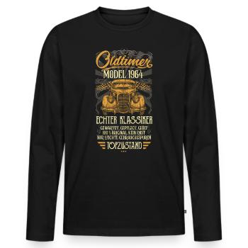 Oldtimer 1964 Geburtstag geboren im Jahr 1964 - Männer Premium Bio Langarmshirt - Schwarz - Vorne - Nico (187cm)