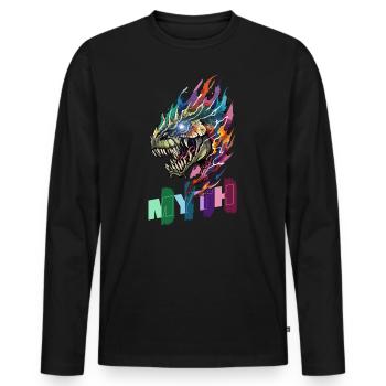 Mythical Creature - Embrasser l’inconnu - T-shirt manches longues Premium bio Homme - noir - Devant - Nico (187cm)