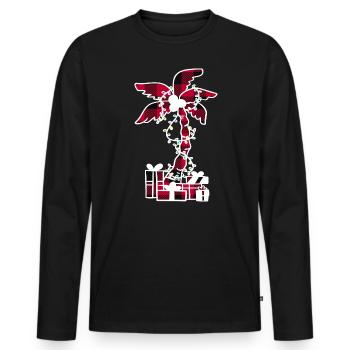 Feuilles de palmier de Noël Feeling Caro Pattern - T-shirt manches longues Premium bio Homme - noir - Devant - Nico (187cm)