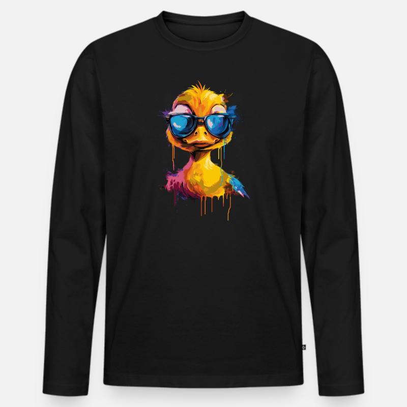Cooole Gummiente mit Sonnenbrille - Männer Premium Bio Langarmshirt - Schwarz