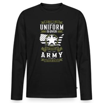 Army Never Ends - Men's Premium Organic Long Sleeve Shirt - black - Front - Nico (187cm)