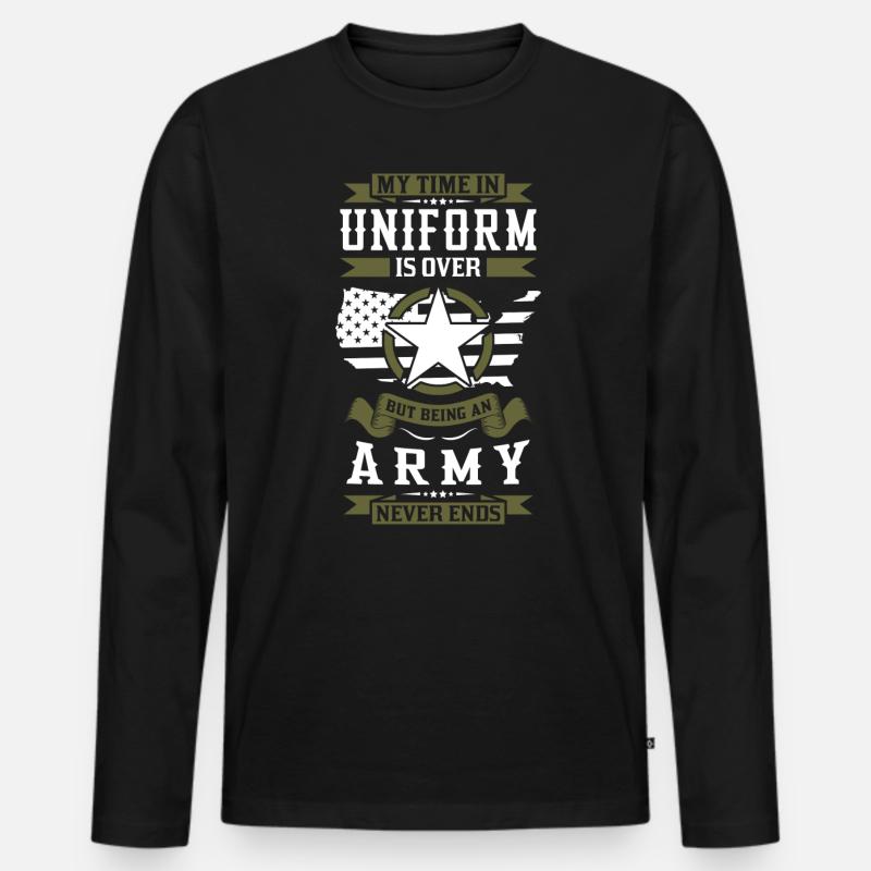 Die Armee endet nie - Männer Premium Bio Langarmshirt - Schwarz