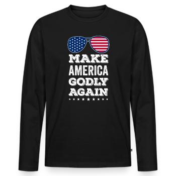 Rendre l’Amérique pieuse, aimer à nouveau la foi de Dieu - T-shirt manches longues Premium bio Homme - noir - Devant - Nico (187cm)