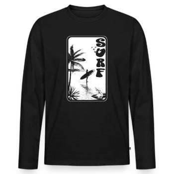 SURFEN - Männer Premium Bio Langarmshirt - Schwarz - Vorne - Nico (187cm)