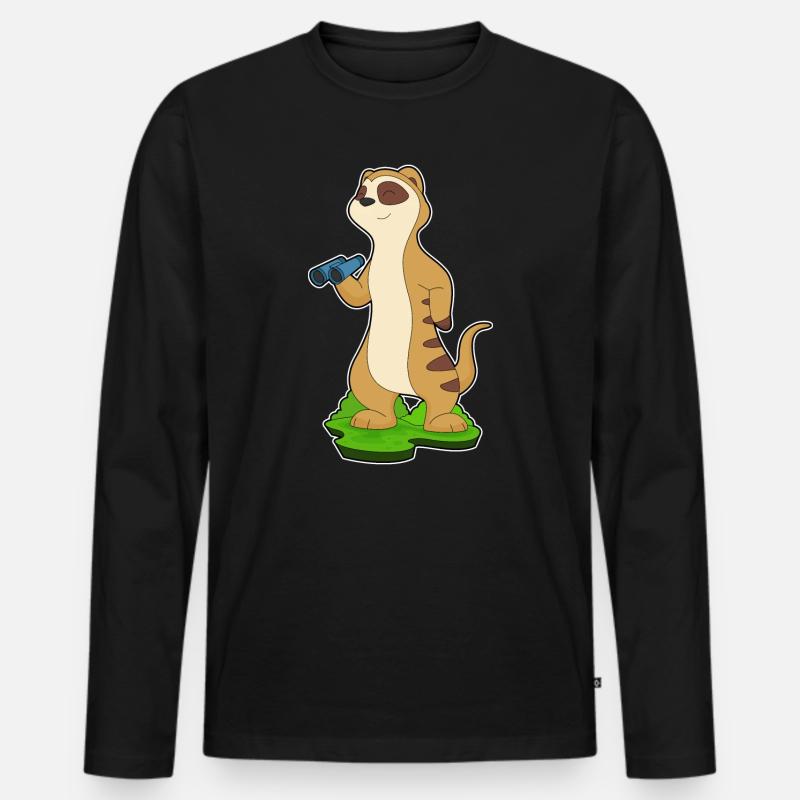 Erdmännchen Fernglas - Männer Premium Bio Langarmshirt - Schwarz