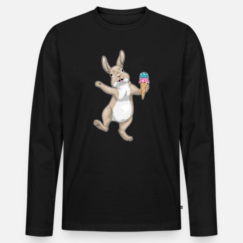 Hase Waffeleis - Männer Premium Bio Langarmshirt - Schwarz