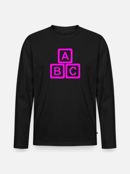 ABC Neon Block Graphic Print - Men's Premium Organic Long Sleeve Shirt - black
