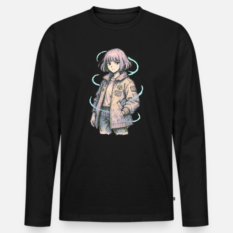 Neon Patch Bomber Mädchen - Männer Premium Bio Langarmshirt - Schwarz