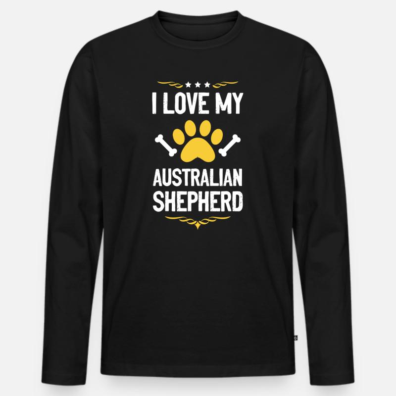 Ich liebe meinen Australian Shepherd - Männer Premium Bio Langarmshirt - Schwarz