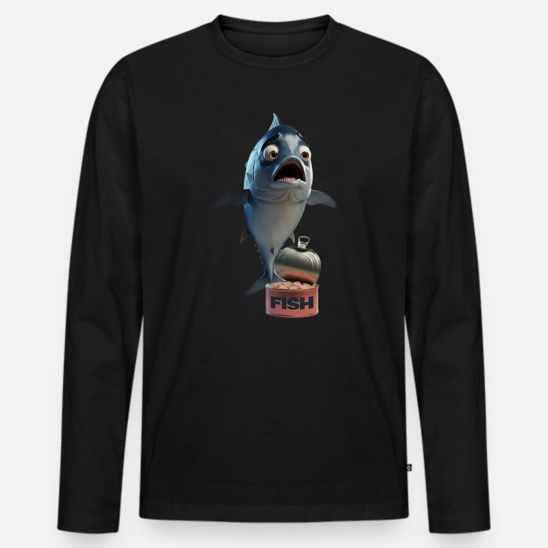 Upset Fish - Männer Premium Bio Langarmshirt - Schwarz