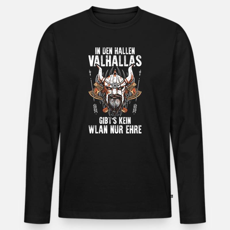 Mittelalter Schildwall Mittelaltermarkt Wikinger - Männer Premium Bio Langarmshirt - Schwarz