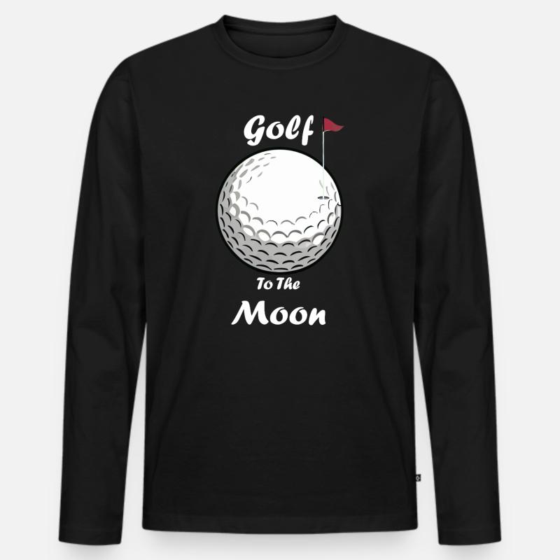 Golf To The Moon - Männer Premium Bio Langarmshirt - Schwarz