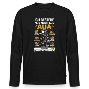 Aua Au Dem Alter entsprechen guter Zustand lustig  - Männer Premium Bio Langarmshirt - Schwarz - Vorne - Nico (187cm)