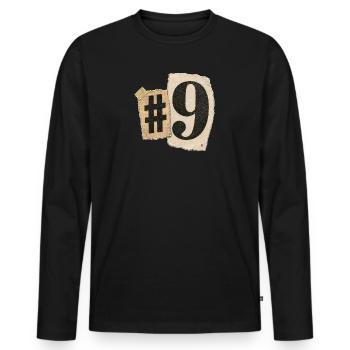 Zahl Neun Collage Typografie - Männer Premium Bio Langarmshirt - Schwarz - Vorne - Nico (187cm)